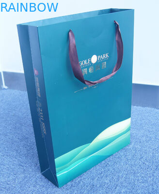 Drawstring के साथ फ्लैट नीचे मुद्रित कस्टम क्राफ्ट पेपर शॉपिंग बैग