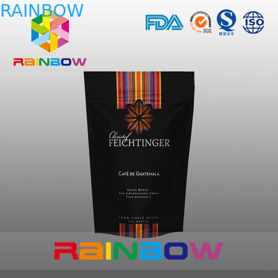वाल्व और जिपर के साथ प्लास्टिक पाउच पैकेजिंग एल्यूमीनियम पन्नी कॉफी बीन्स बैग खड़े हो जाओ