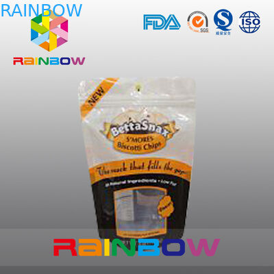 कैंडी / स्नैक फूड के लिए बटरफ्लाई हैंग होल के साथ जिपलॉक क्लियर प्लास्टिक पाउच पैकेजिंग स्टैंड अप करें