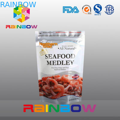 जमे हुए समुद्री भोजन के लिए अनुकूलित मुद्रण स्टैंड जिपर पन्नी थैली पैकेजिंग