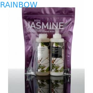 पारदर्शी सामने डिस्प्ले प्लास्टिक कॉस्मेटिक पैकेजिंग बैग जिपर के साथ