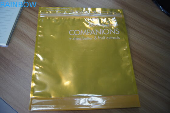 पारदर्शी सामने डिस्प्ले प्लास्टिक कॉस्मेटिक पैकेजिंग बैग जिपर के साथ