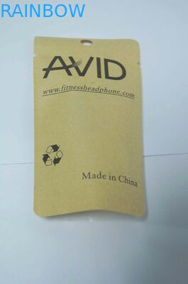 पारदर्शी मोर्चा ब्राउन क्राफ्ट पेपर पैकेजिंग बैग हीट सील पाउच छोटे गोल हैंग होल के साथ