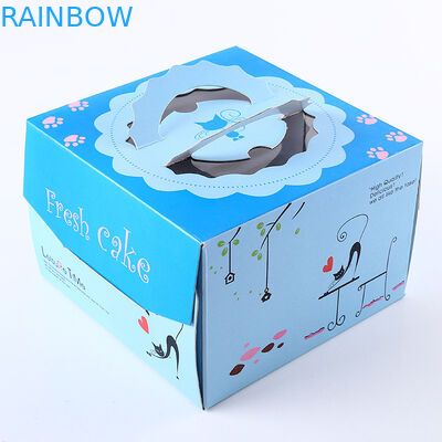 गुलाबी ब्लू स्क्वायर जन्मदिन का केक पेपर बॉक्स पैकेजिंग / उपहार बॉक्स अनुकूलित