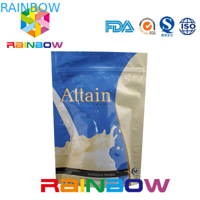 जिपर के साथ मुद्रित एल्यूमीनियम पन्नी मट्ठा प्रोटीन पाउडर Packaigng पाउच चौरसाई