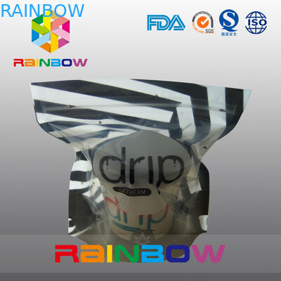 ज़ेबरा स्ट्राइप्स नोनी ड्रिप बैग, स्टाइलिश कम्पोज़िट मायलर पाउच के साथ खड़े हैं