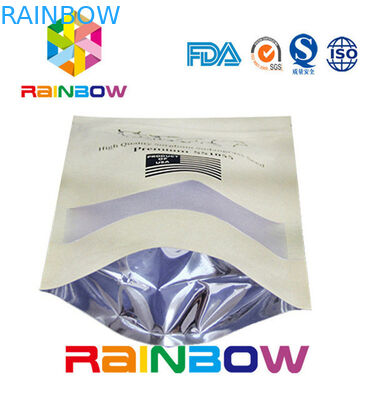 जिपर के साथ फ्लैट बॉटम ब्राउन स्वनिर्धारित पेपर बैग / क्राफ्ट पेपर बैग