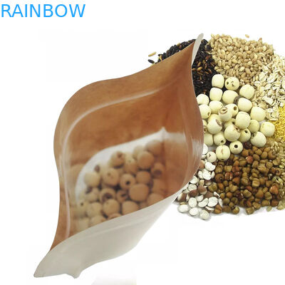 बीन, कैंडी, ब्रेड, कॉफ़ी के लिए स्पष्ट खिड़की के साथ खाद्य ग्रेड क्राफ्ट पेपर बैग