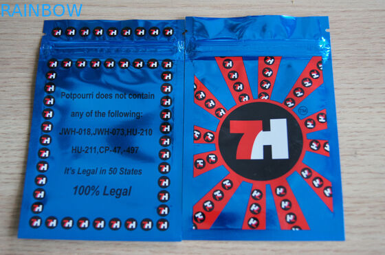 पुनर्नवीनीकरण Luminated एल्यूमीनियम पन्नी पैकेजिंग हर्बल - धूप Mylar Ziplock बैग