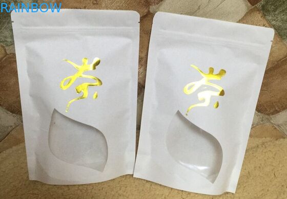 कस्टम मुद्रित फ्लैट नीचे उच्च गुणवत्ता क्राफ्ट पेपर बैग के लिए चाय / कॉफी पैकेजिंग के साथ जिपर ziplock mylar और खिड़की है