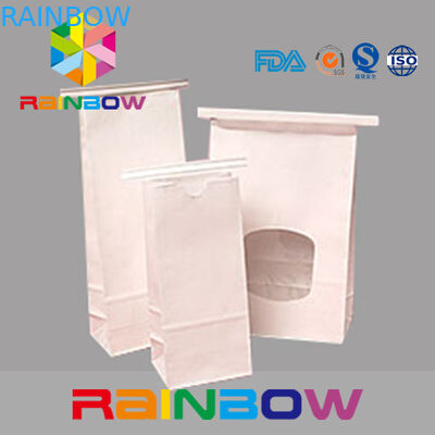 टिन टाई, चिया सीड पैकेजिंग के साथ व्हाइट क्राफ्ट पेपर फ्लैट बॉटम विंडो बैग्स