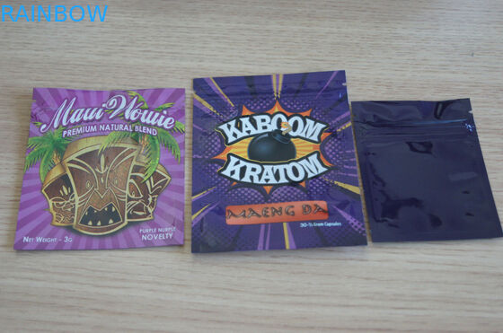 3 जी एक्सएक्सएक्स क्रैटम पाउडर जिपलॉक बैग / क्रैटम हर्बल धूप पैकेजिंग बैग