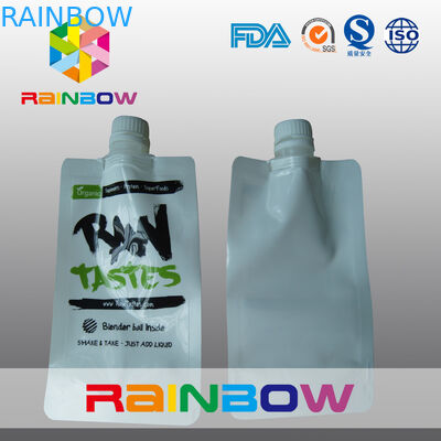 350ml 500ml 1L पन्नी पाउच पैकेजिंग, रिसाव prood चमकदार सफेद टोंटी थैली
