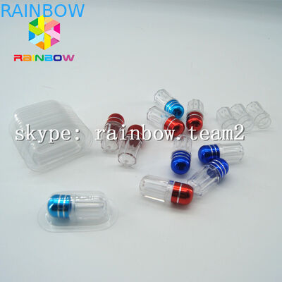 स्पष्ट कैप्सूल प्लास्टिक दवा की बोतल, एल्यूमीनियम पन्नी सोने की टोपी के साथ सेक्स गोली कंटेनर