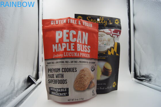 बिस्किट के लिए Doypack जिपर स्नैक बैग पैकेजिंग, कस्टम मुद्रित पाउच खड़े हो जाओ