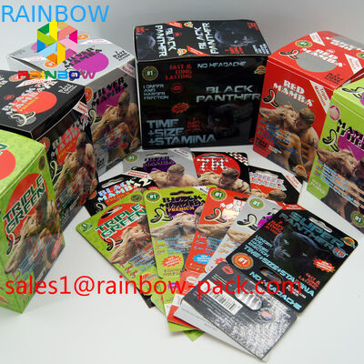 गर्म बिक्री 3 डी प्रिंटिंग कार्ड ब्लैक मांबा 3 डी प्रभाव सेक्स गोली पैकेजिंग कार्ड 3 डी कार्ड / 3 डी प्रिंटिंग कार्ड राइनो ब्लिस्टर पेपर सीए