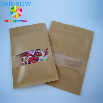 अनुकूलित मुद्रित पन्नी लाइन में खड़ा चाय बैग पैकेजिंग, खिड़की के साथ क्राफ्ट स्टैंड अप पाउच