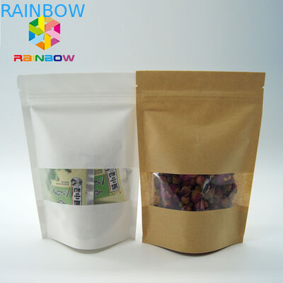 इको - फ्रेंडली प्रिंटेड पेपर स्टैंड अप पाउच विद क्लियर विंडो एंड जिपर