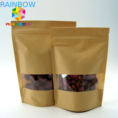 भोजन के लिए साफ खिड़की के टी बैग पैकेजिंग / रेसेलेबल स्टैंड अप पाउच
