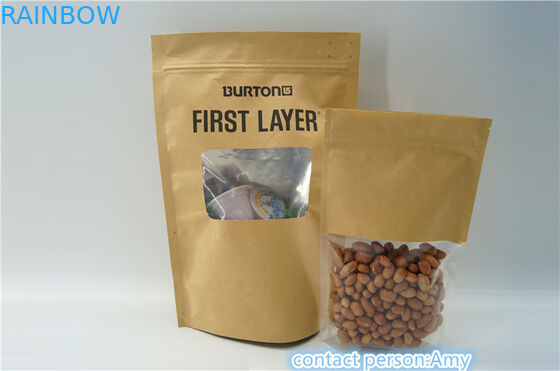 क्राफ्ट पेपर रिसेबलेबल जिपलॉक स्टैंड्स पाउच / फूड पैकेजिंग पाउच