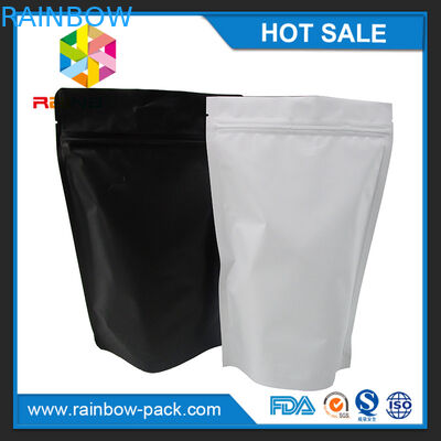 मैट ब्लैक व्हाइट एल्युमिनियम फॉयल फूड पैकेजिंग के लिए जिपलॉक बैग स्टैंड अप ताजा रखें