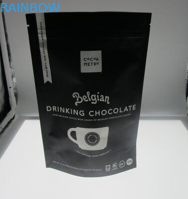 वाल्व / जिपर के साथ 12 ऑउंस कस्टम प्रिंटिंग मैट ब्लैक कॉफ़ी फ़ॉइल पाउच पैकेजिंग बैग