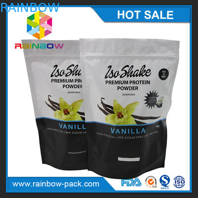 मैट फ़िनिश एल्युमिनियम फ़ॉइल स्टैंड अप रेसेबल न्यूट्रिशन सप्लीमेंट्स प्रोटीन पाउडर पैकेजिंग