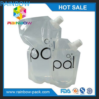 BPA मुक्त टोंटी के साथ 4oz / 8oz / 16oz पारदर्शी स्टैंड वाइन पाउच