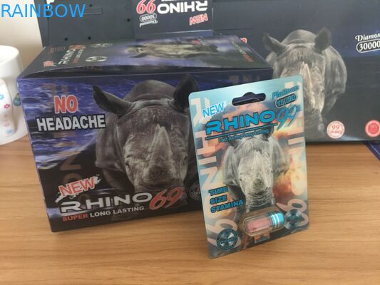 3 डी प्रभाव के साथ गर्म बिक्री राइनो पुरुष संवर्धन गोलियां पैकेजिंग कार्ड और डिस्प्ले बॉक्स