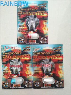 नवीनतम 3 डी मुद्रित पुरुष वृद्धि गोली प्लास्टिक गुना कार्ड राइनो 25 / पागल राइनो 50k ब्लिस्टर पैकेजिंग