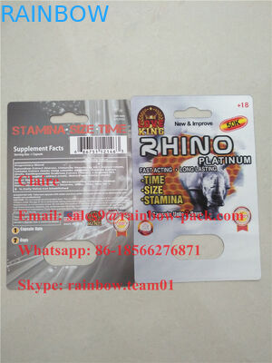 नवीनतम 3 डी मुद्रित पुरुष वृद्धि गोली प्लास्टिक गुना कार्ड राइनो 25 / पागल राइनो 50k ब्लिस्टर पैकेजिंग