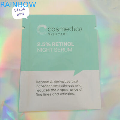 प्लास्टिक एल्यूमीनियम पन्नी थैली पैकेजिंग नमूना पाउच सौंदर्य प्रसाधन, तीन साइड सील कॉस्मेटिक नमूना टिप है