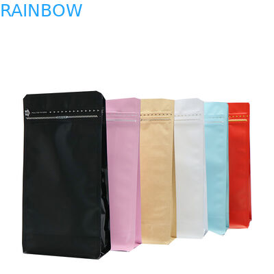 resealable टुकड़े टुकड़े में एल्यूमीनियम पन्नी ब्लॉक फ्लैट नीचे खाना प्लास्टिक पैकेजिंग कॉफी बैग वाल्व के साथ 500 ग्राम 1kg