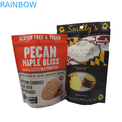 चॉकलेट चिप कुकीज़ बिस्किट के लिए जिपर बैग प्लास्टिक पाउच पैकेजिंग स्टैंड अप करें