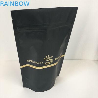 वाल्व के साथ निजी लेबल गोल्ड लोगो एल्यूमीनियम पन्नी लाइन में खड़ा प्लास्टिक पाउच पैकेजिंग बैग