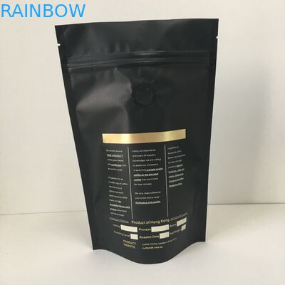 वाल्व के साथ निजी लेबल गोल्ड लोगो एल्यूमीनियम पन्नी लाइन में खड़ा प्लास्टिक पाउच पैकेजिंग बैग