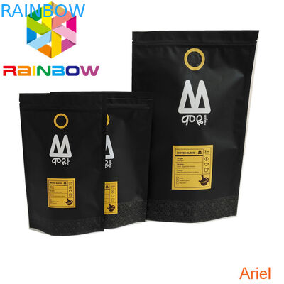 प्लास्टिक जिपर मैट ब्लैक स्नैक बैग पैकेजिंग स्टैंड अप करने योग्य कॉफी ज़िपलॉक पाउच