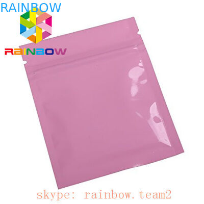 गुलाबी धातुई पन्नी Mylar ज़िप ताला तीन साइड सील फ्लैट खाद्य पाउच चिया बीज पैकेजिंग सील