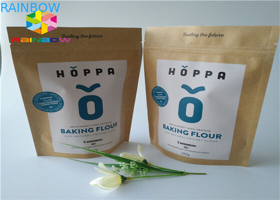 अनुकूलित मुद्रित क्राफ्ट पेपर ziplock स्पष्ट खिड़की के साथ थैली गोमांस झटकेदार प्लास्टिक पैकेजिंग बैग खड़े हो जाओ