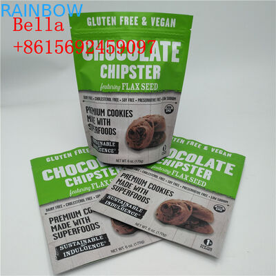 कुकी पैकेजिंग के लिए अनुकूलन रंग एल्यूमीनियम पन्नी बैग जिपर शीर्ष संभाल