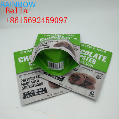 कुकी पैकेजिंग के लिए अनुकूलन रंग एल्यूमीनियम पन्नी बैग जिपर शीर्ष संभाल