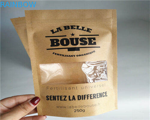 पाउडर / कैंडी / कॉफी के लिए फ्रंट साइड क्लियर अनुकूलित पेपर बैग