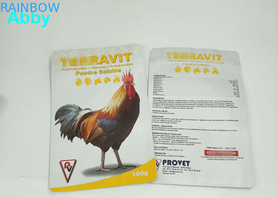 क्राफ्ट पेपर फूड वैक्यूम सील बैग, पोल्ट्री फूड पैकेजिंग के लिए तीन पक्षीय सील पाउच