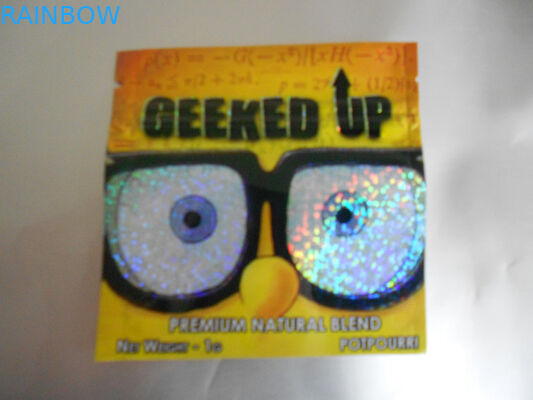 एम्बर लीफ हर्बल धूप पैकेजिंग, सुरक्षा तीन साइड सील पाउच 4 जी