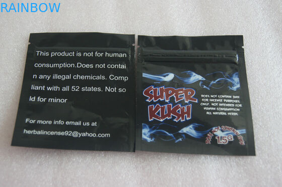 उच्च बैरियर हर्बल धूपदान पैकेजिंग, पीई सामग्री प्लास्टिक जिपर बैग