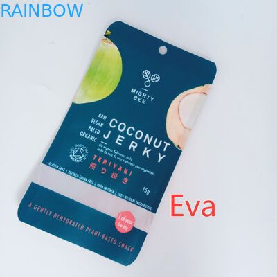 नारियल जर्क / सूखे फल के लिए Mylar जिपर कस्टम मुद्रित स्नैक बैग शुद्ध प्लास्टिक