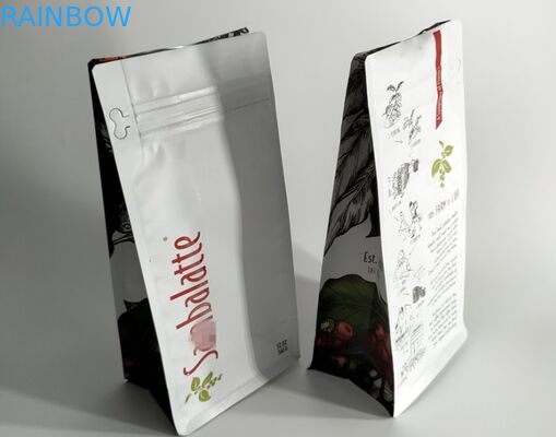 कॉफी उद्योग के लिए फ्लैट स्क्वायर प्लास्टिक पाउच पैकेजिंग ब्लॉक नीचे