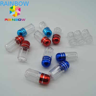 प्लास्टिक खाली दवा की बोतलें सेक्स गोली कैप्सूल कंटेनर 001/01 आकार धातु टोपी के साथ