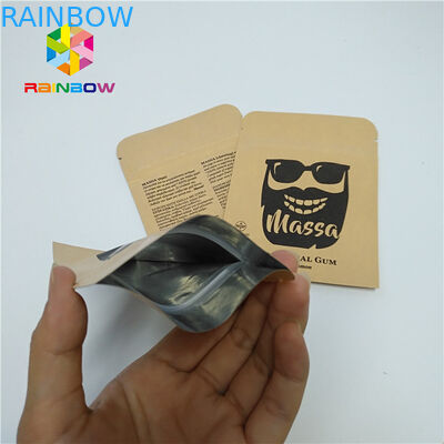 गोली पन्नी थैली पैकेजिंग अनुकूलित नमूना क्राफ्ट पेपर थ्री साइड सील पाउच