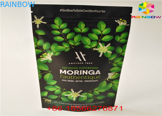 माचा चाय स्टैंड जिपर पाउच टुकड़े टुकड़े में सामग्री एल्यूमीनियम पन्नी रीसायकल क्राफ्ट पेपर